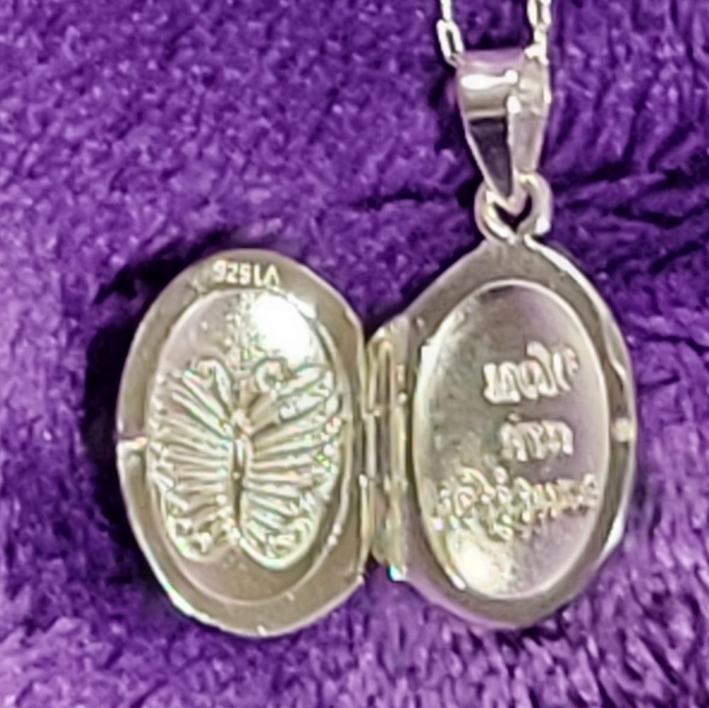Sterling Silver Butterfly Locket With Sterling Silver Chain - Picture 4 of 11